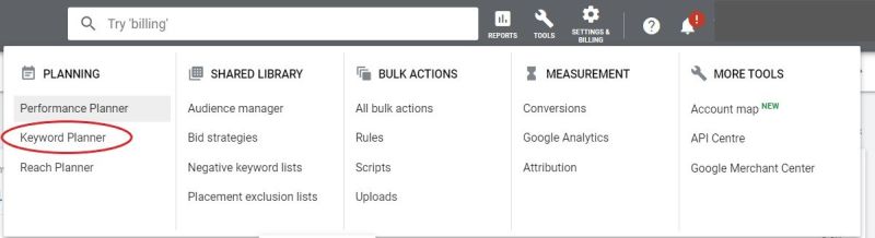 Google Ads Key Word Planner
